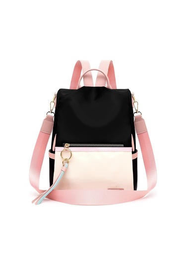 Bej&Siyah Yogodlns Kadın Kızın Patchwork Kontrast Renk Naylon Sırt Çantası Seyahat Okul Çantası Omuzdan Askili Çanta Sırt Çantası Sırt Çantası Yeni Bej - Siyah