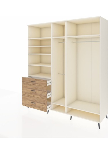 Kronos Dolap 9 Raflı 3 Çekmeceli 3 Askılı 220x59x243 Aytaşı-aytaşı/çam Aytası/atlas Çam