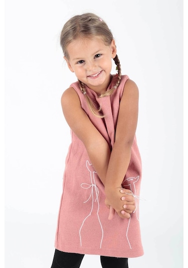 Ahenk Kids Kız Zürafa Baskılı Elbise Ak520567 Gül Kurusu Gülkurusu