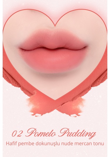 Dasique Kalp Tasarımlı Yoğun Pigmentli Köpük Yapılı Kadife Bitiş Sunan Ruj Souffle Color Pot 02 Pomelo Pudding 02 Pomelo Pudding
