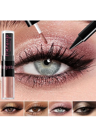 Dumanlı Sedefli Yeşil Likit Göz Farı 2'si 1 Arada Glitter Metalik Göz Farı 02 4.2g 01