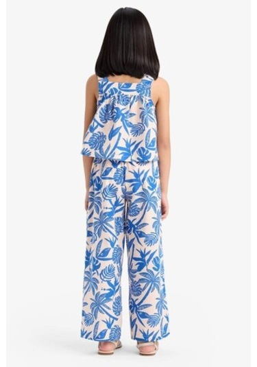 DeFacto Kız Çocuk 2'li Takım Keten Görünümlü Desenli Kolsuz Bluz Pantolon E6610A825HSER134