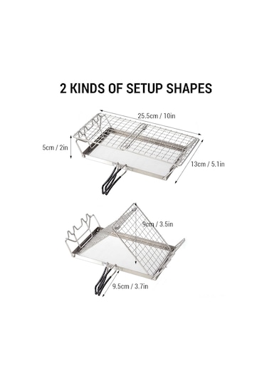 Maiyame Kampçılar İçin Katlanabilir Paslanmaz Çelik Ekmek Izgarası - Taşınabilir Ve Hafif Gümüş