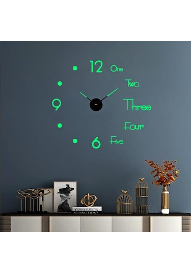 UpWay 40 cm Duvar Saati Sessiz Çerçevesiz Fosforlu Kendinden Yapı Yeşil