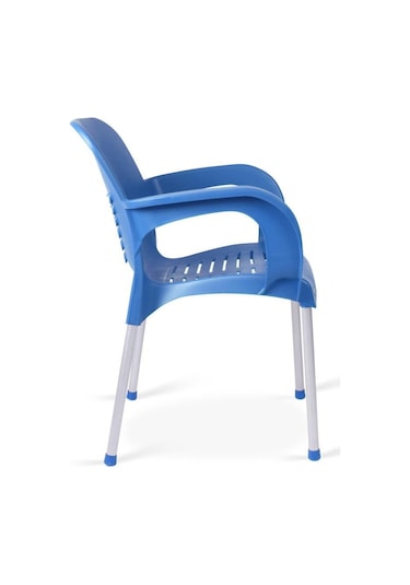 Sadikplastik 4 Adet Metal Ayaklı Eyfel Plastik Sandalye Mavi