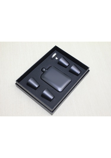 4 Shot Bardaklı Matara Seti Siyah Çok Renkli