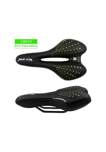Bisiklet Sele Nefes Alabilir Pu Deri Boş Yastık Rahat Yol Mtb Bisiklet Sele Gel + Poliüretan Şok Emici Yeşil