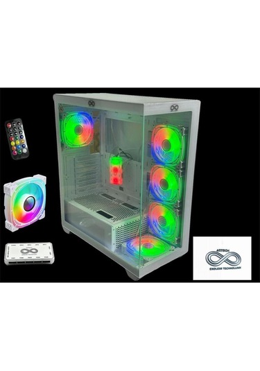 Azt201 W5 Rgb Fan Uzaktan Kumanda Temperli Cam Rgb Swıtch Beyaz Akvaryum Gamıng Kasa