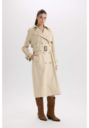 DeFacto Uzun Trençkot Kruvaze Yaka Düğmeli Cepli Kemerli Apoletli D5755AX25SPER238 Ekru DeFacto Uzun Trençkot Kruvaze Yaka Düğmeli Cepli Kemerli Apoletli D5755AX25SPER238 Ekru