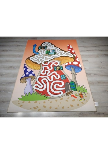 Doğuş 3Boyutlu Halı 3D-918 Mantar Ev 100X140 Cm Çocuk Halısı Çok Renkli