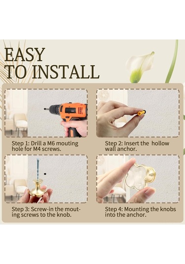 Hfambition Altın Bakır Kapak Çiftliği Desenli Dolap Düğmeleri - 6 Adet Çinko Alaşımlı Tek Delik Kabinet Tutamakları