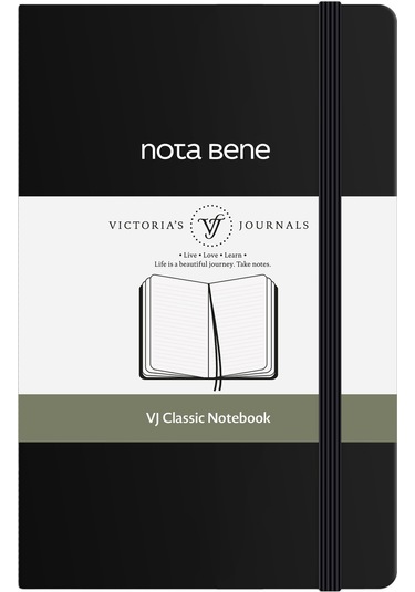 Nota Bene Classic Sert Kapak Defter, 9x14 Cm, Çizgili Siyah