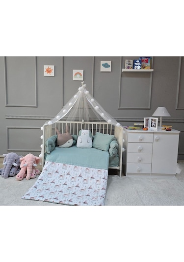 Örgü Kenar Korumalı Beşik Uyku Seti --8 Parça--
