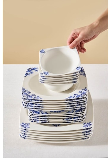 Karaca  Square Bone Miranda 24 Parça 6 Kişilik Yemek Takımı