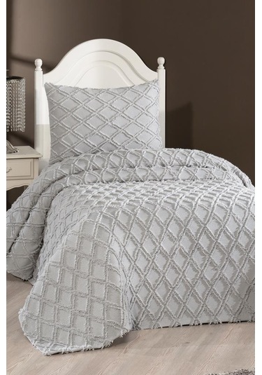 Çeyiz Diyarı Vesya 2 Parça Tek Kişilik Pike Takımı Gri Gri