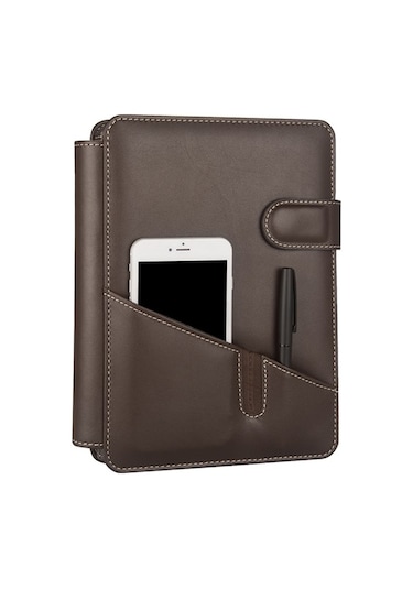 Organizer Ajanda Tarihsiz Kareli 4 Halkalı 20x26 CM - Kahve Kahverengi