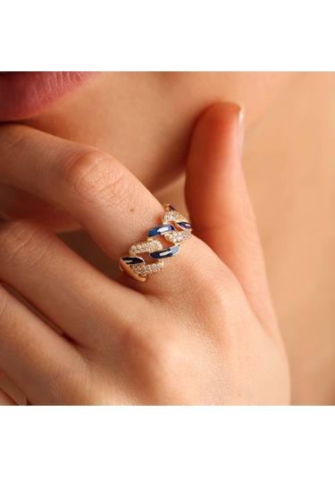 Mineli Gurmet Altın Yüzük T12420 Renkli