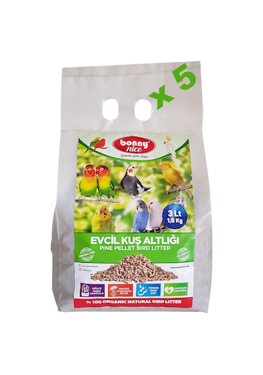 Bonny Nice Kanarya Muhabbet Papağan Kuş Kumu Kafes Altlığı 3 l X5