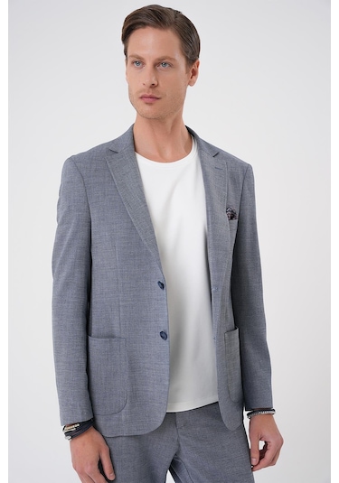 Comfort Fit Torba Cep Gofre Kumaş Casual Koyu Gri Ceket C 679 Gri