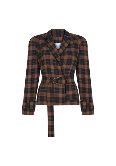 Kadın Ekose Desenli Klasik Ceket Frn6109 Kahverengi