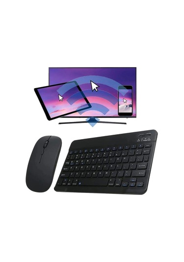 Tüm Cihazlara Uyumlu Akıllı Taşınabilir Şarj Edilebilir Kablosuz Bluetooth Klavye Ve Mouse Seti-989
