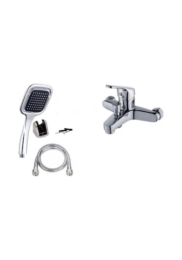 Moonshop 10 Banyo Bataryası + Duş Seti Kare + Siyah Duş Başlığı Batarya Seti