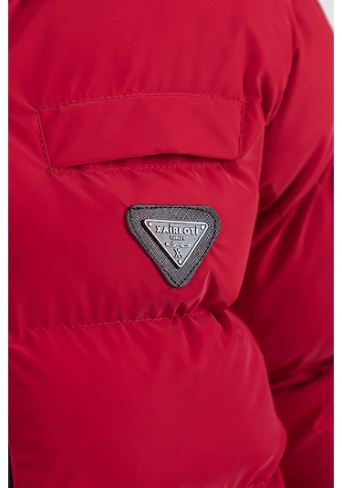 Nova Kumaş Kapüşonlu Erkek Çocuk Kışlık Mont Km2509 Kırmızı