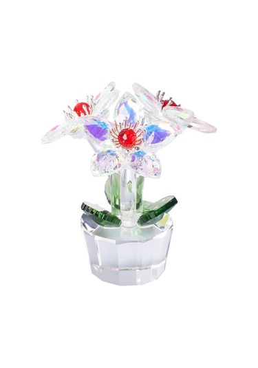 Şeffaf Taban Mini Cam Çiçek Heykeli Süsü Yapay Çiçek Figürin Yıl Dönümü Style 10