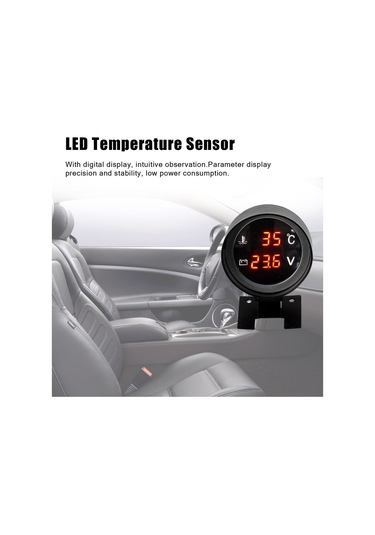 Leezsing 12v/24v Araba Isı Ve Voltaj İkili Dijital Göstergesi, Kırmızı Ekran, Titreşime Dayanıklı, Kolay Kurulum