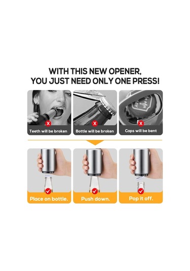 Premium Bira Şişe Açacağı, Paslanmaz Çelik, Otomatik Şarap Barmen Aracı, Basın Ve Patlatma Kapağı Açık, İçilebilir, Zarar Vermez, Mutfak Ev Bar Restoran Ev Aletleri İçin Hızlı Açılan Kapak