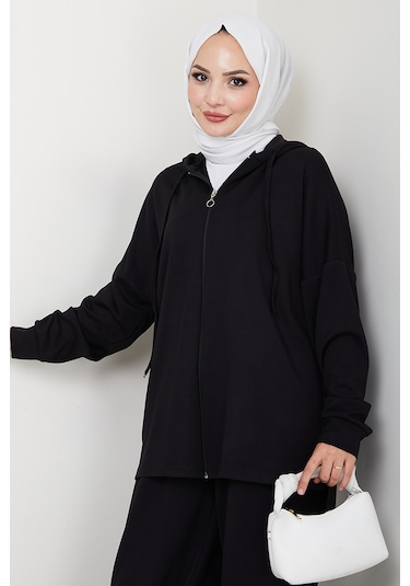 Kapüşonlu Oysho İkili Takım 1609 - Siyah Siyah