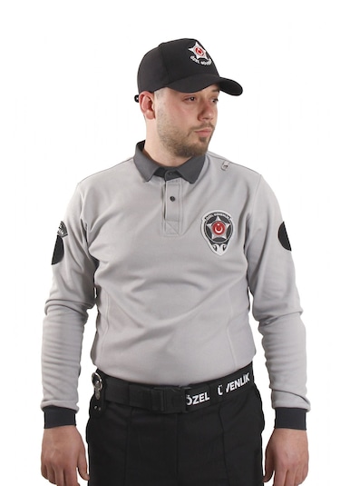 Yeni Tip Kamu Özel Güvenlik Kışlık Sweatshirt Armalı Açık Füme