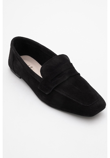 Luvishoes Luvi Shoes Morne Siyah Süet Hakiki Deri Kadın Loafer Ayakkabı SIYAH SUET