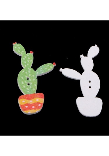 Suntek Magideal 50 Adet 2 Delik Ahşap Düğmeler Dekoratif Sevimli B-tipi