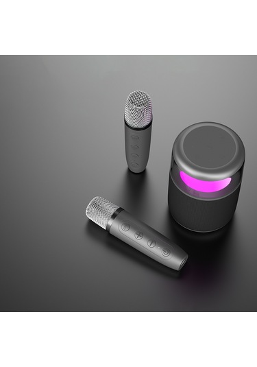 Lenyes S217 Rgb Işıklı Karaoke Mikrofonlu Bluetooth Speaker Hoparlör V5.3 Siyah