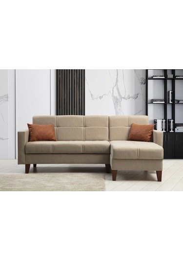 Minarmobilya Polya Sandıklı Bazalı L Köşe Koltuk - Bej