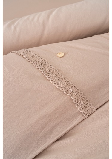 Grace Cappuccino Güpürlü Çift Kişilik %100 Pamuklu Nevresim Seti - 6 Parça Çeyiz Seti Cappuccino