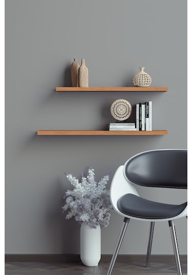 Yankı-BYEG 2li 50 cm 60 cm Safir Meşe Mdf Duvar Rafı Kitaplık