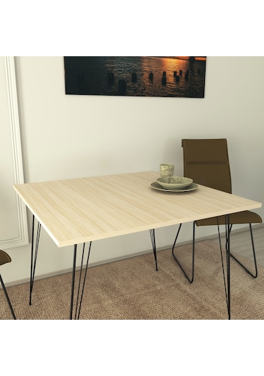 Pasific Home Sandalf Metal Ayaklı Mutfak Masası Kare 90x90 Meşe