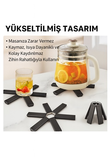 Katlanabilir Isıya Dayanıklı Masa Üstü Nihale Pratik Ve Şık Tasarım Siyah