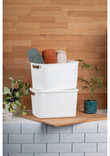 Finehome Boxy 2'li Çok Amaçlı Kutu 15lt Beyaz