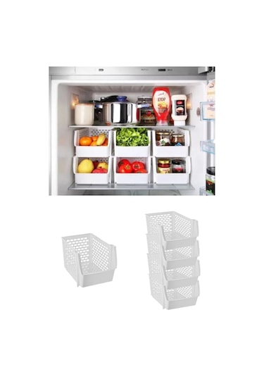 Bayev 5 Katlı Ayrılabilir Banyo Mutfak Rafı Toparlayıcı Buzdolabı Organizeri Beyaz