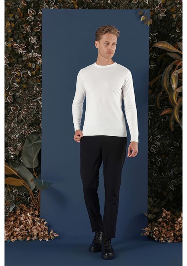 Tr 858 Slim Fit Ekru Klasik Triko Ekru