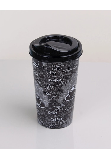 4 Adet Kahve Bardağı - Kapaklı Desenli 400ml