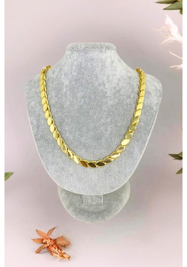 Gold Renkli Çelik Arpa Model Zincir Kolye Bileklik Set Altın