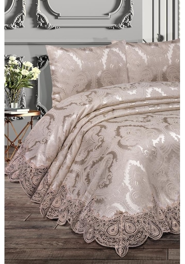 Çeyiz Diyarı Sinem Çift Kişilik Yatak Örtüsü Cappucino Cappucino