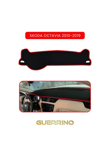 Skoda Octavia 2013-2019 Torpido Koruma Halısı Kırmızı Kenar