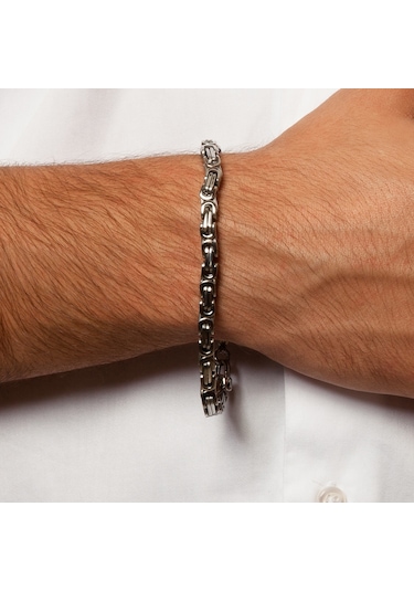 Ehediye Chavin Kral Model 6 Mm. Gri Çelik Erkek Bileklik Az68Slv Beyaz