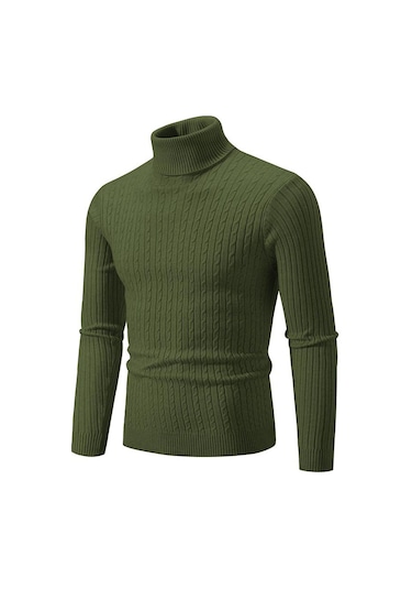 Yeni Erkek Yüksek Boyun Kazak Düz Renk Kazak Örme Sıcak Rahat Balıkçı Yaka Eşofman Yün Erkek Kış Açık Üstleri Beyaz