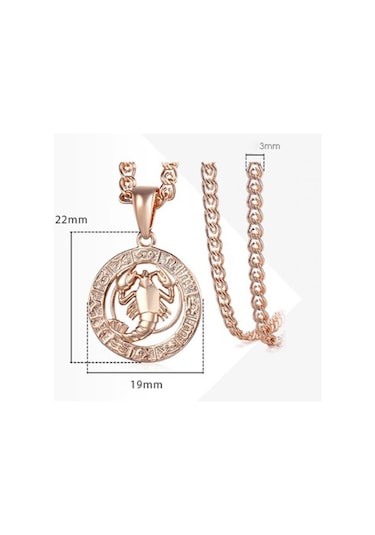 Saatcaddesi Pigado Astroloji Burçlar Kolye Rose Renk Özel Kutusunda Metal